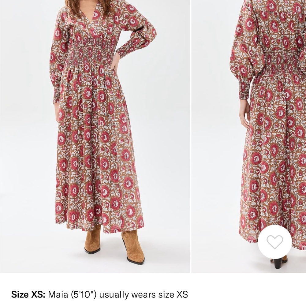 Bohemian Long Sleeve Maxi Dress in Red and Cream